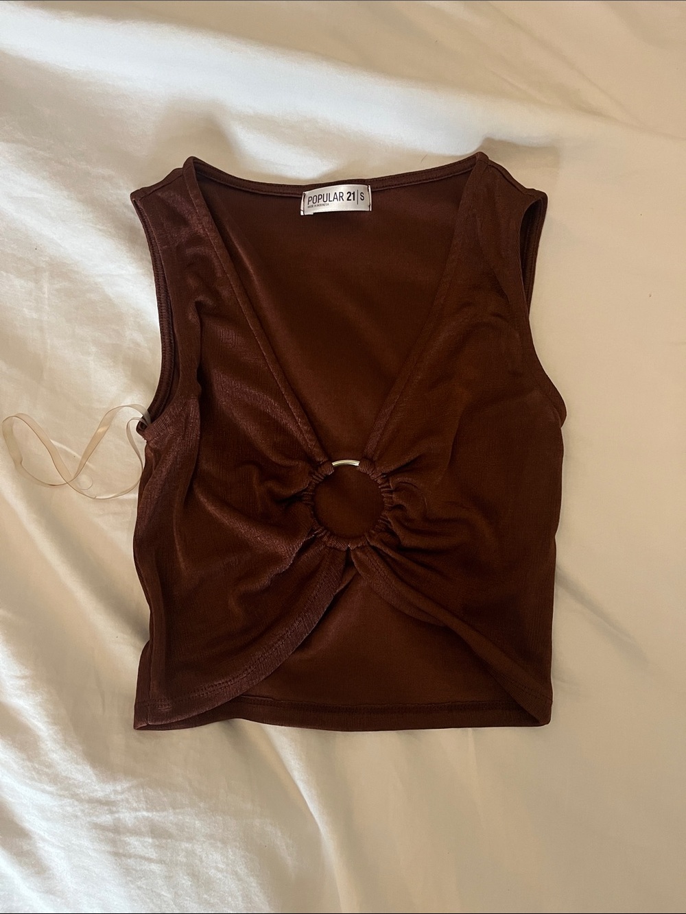 Women's Brown Ring-Front Tank Top